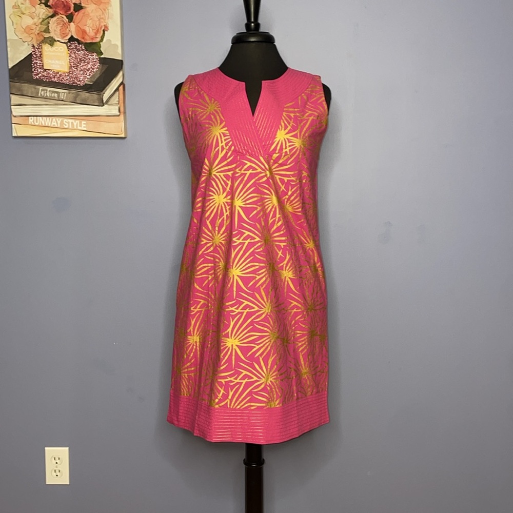 GRETCHEN SCOTT DESIGNS Pink w/ Gold Starburst Women’s Sundress Size Small